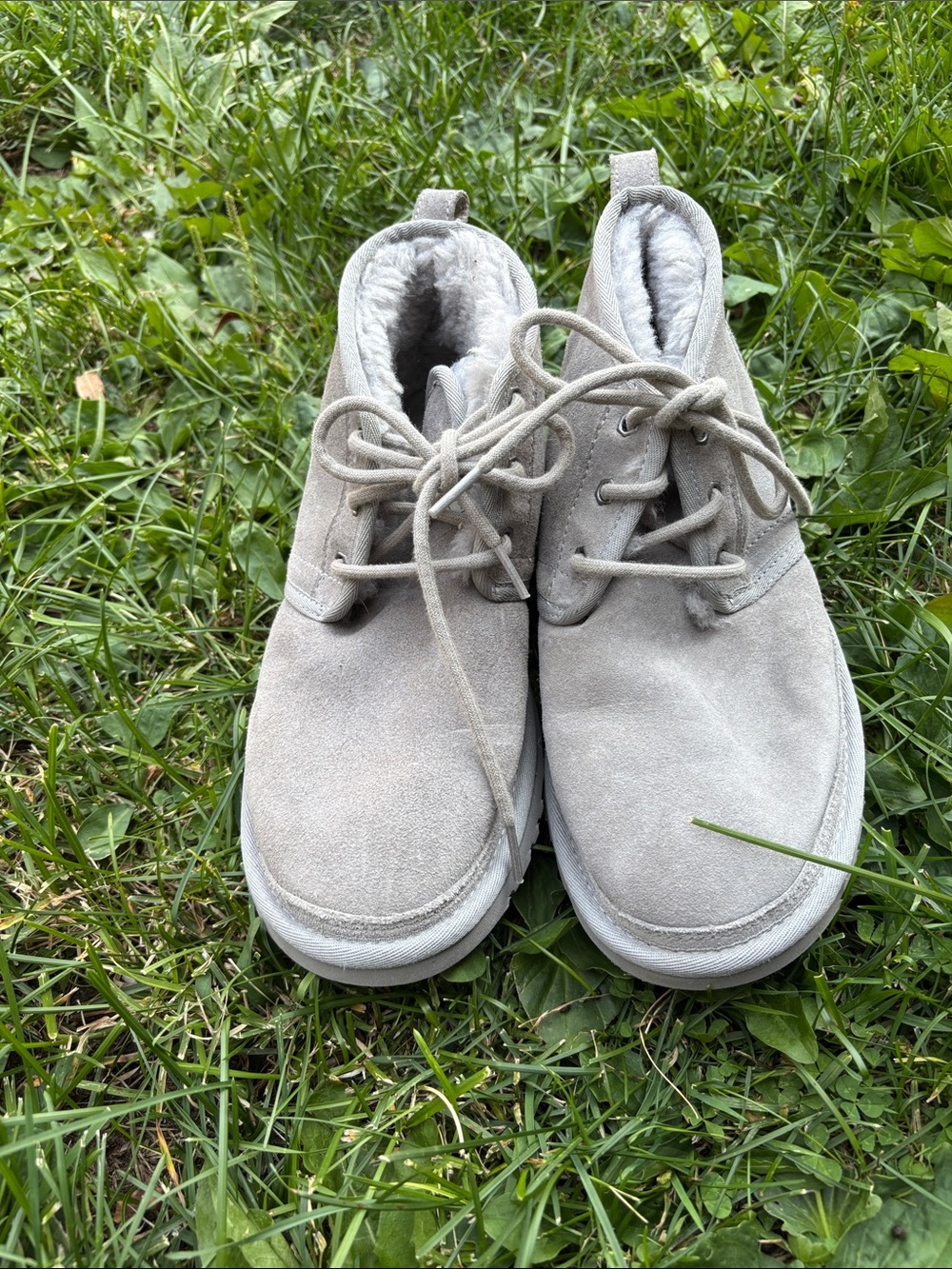 UGG Light Gray Suede Lace-Up Ankle Boots size 8